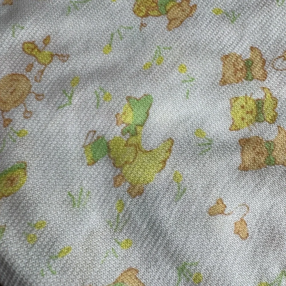 Vintage Carter's Baby Receiving Blanket White Yellow Green Nursery‎ Rhymes USA